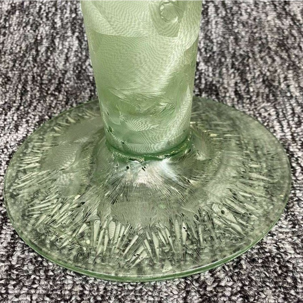 Spain Glass Trumpet Vase Large Green Textured Swirl Floral Centerpiece Decor - Picture 4 of 8